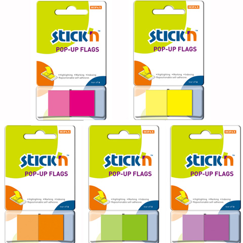 Zakładki indeksujące w podajniku 45x25 50k. niebieskie Stick"N